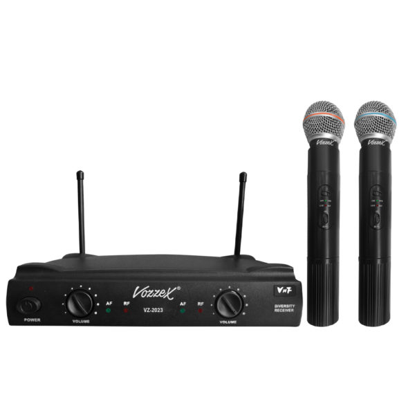 Microfono Profesional Doble Manual Inalambrico, Dual UHF 500-960 FM PLL,  VZ-9006-M Vozzex